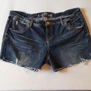 Distressed jean shorts